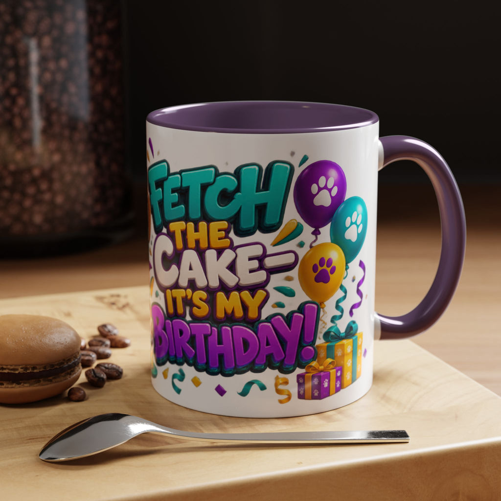 Beagle Birthday Mug – Fetch the Cake White Ceramic Coffee Cup