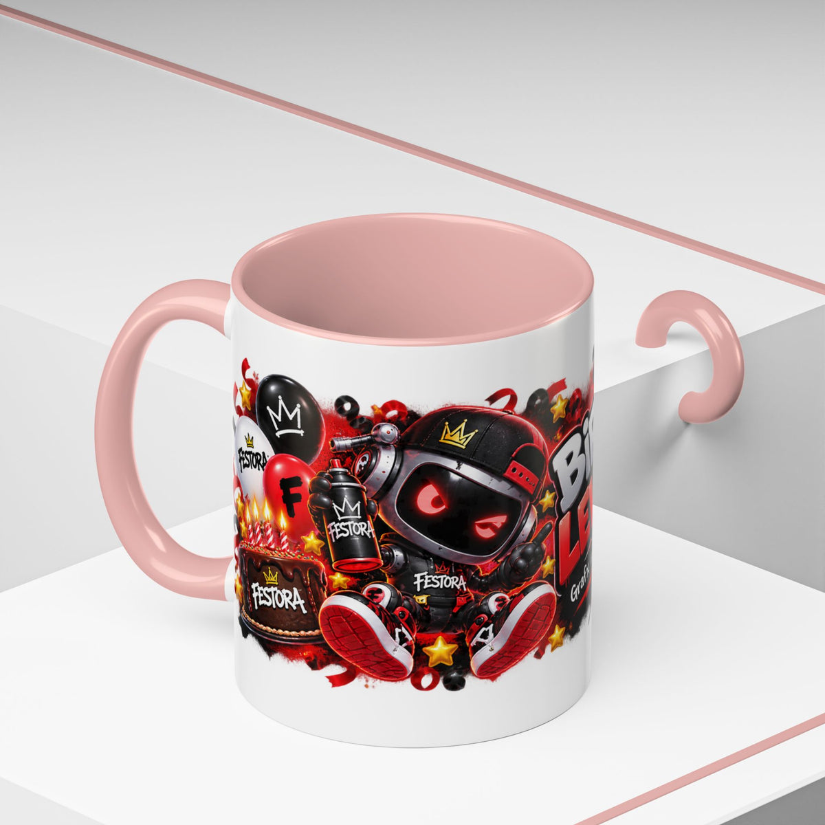 Festora Grafx Birthday Mug – Birthday Level Up Robot Coffee Cup