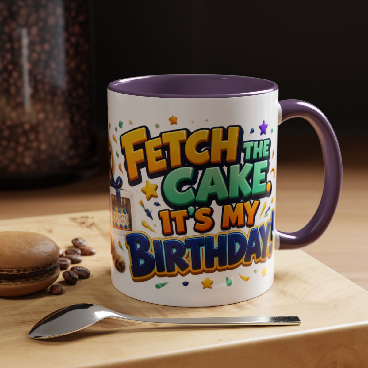 Fetch the Cake Golden Retriever Birthday White Mug