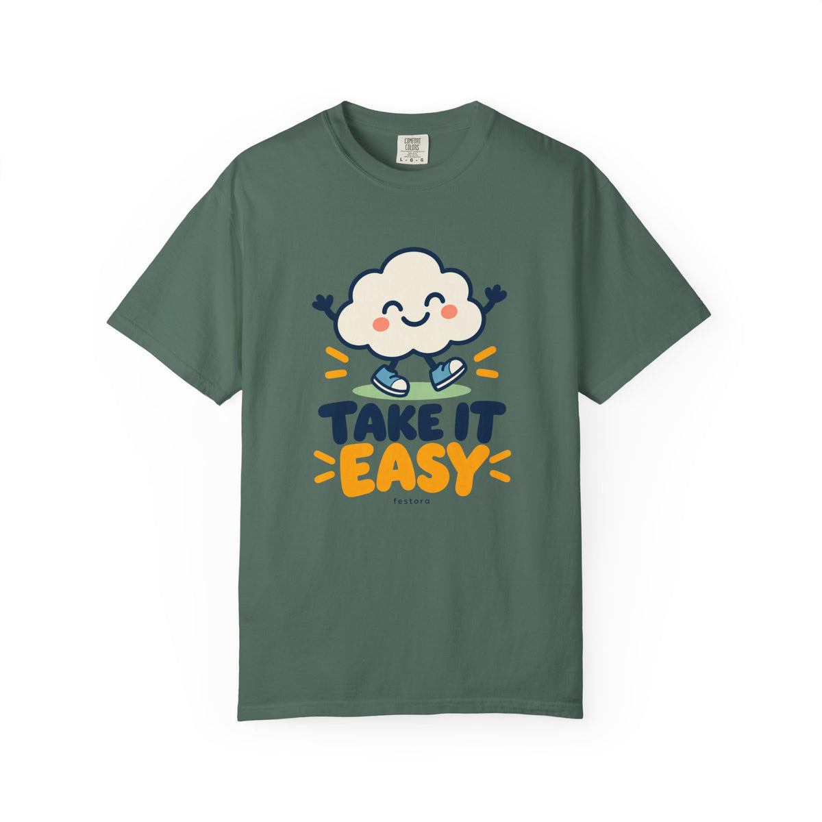 Take It Easy – Happy Cloud Graphic T-Shirt | Festora Everyday