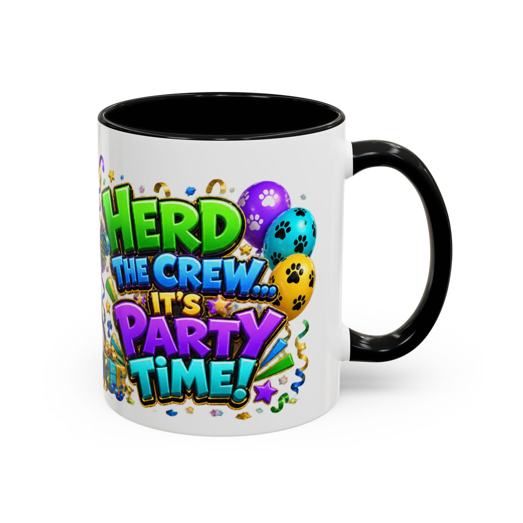Herd the Crew Border Collie Birthday White Mug
