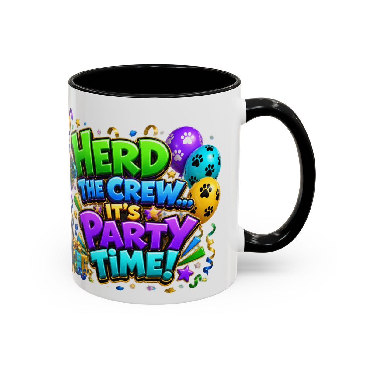 Herd the Crew Border Collie Birthday White Mug