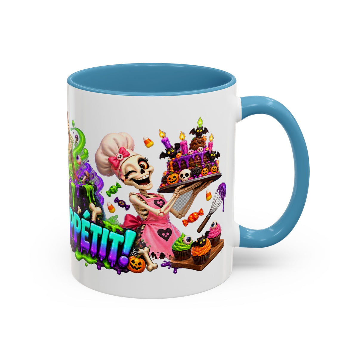Bone Appetit Skeleton Chefs Halloween White Mug