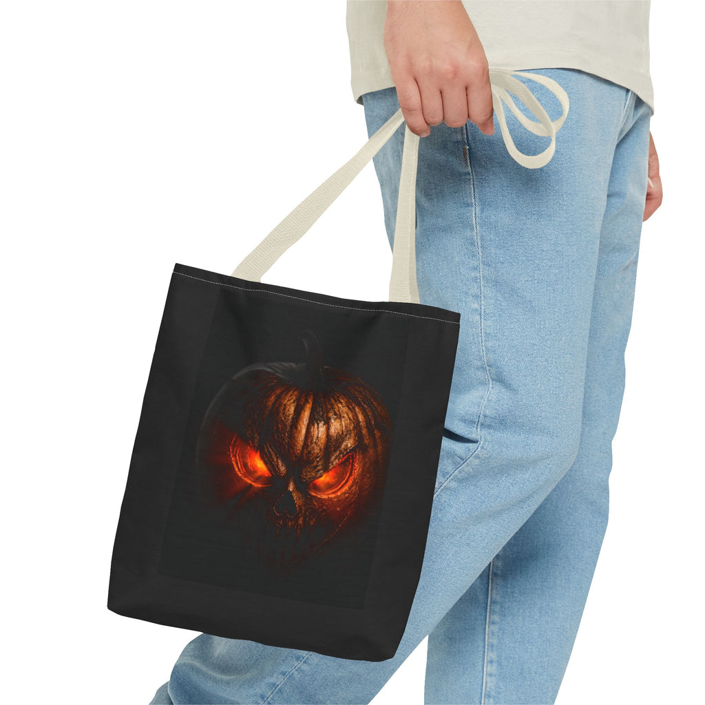 Spider Web Tote Bag — Creepy Red-Eyed Spider Halloween Grocery Tote