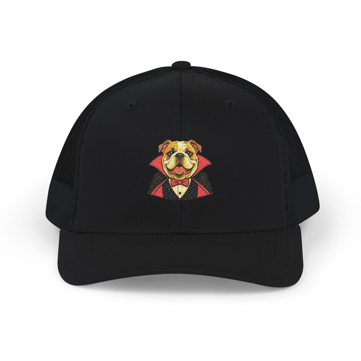 Bulldog Vampire Trucker Hat - Cute Dracula Dog Snapback Cap