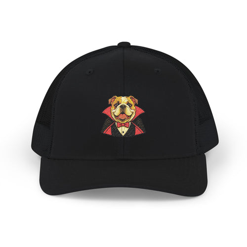 Bulldog Vampire Trucker Hat - Cute Dracula Dog Snapback Cap