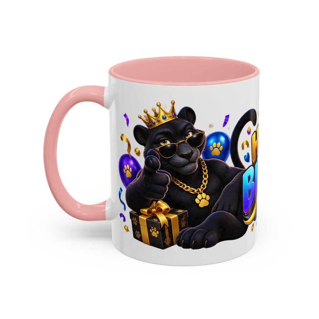 Black Panther Happy Birthday Mug – Purple Blue & Gold Birthday Gift – FestoraShop White Coffee Mug