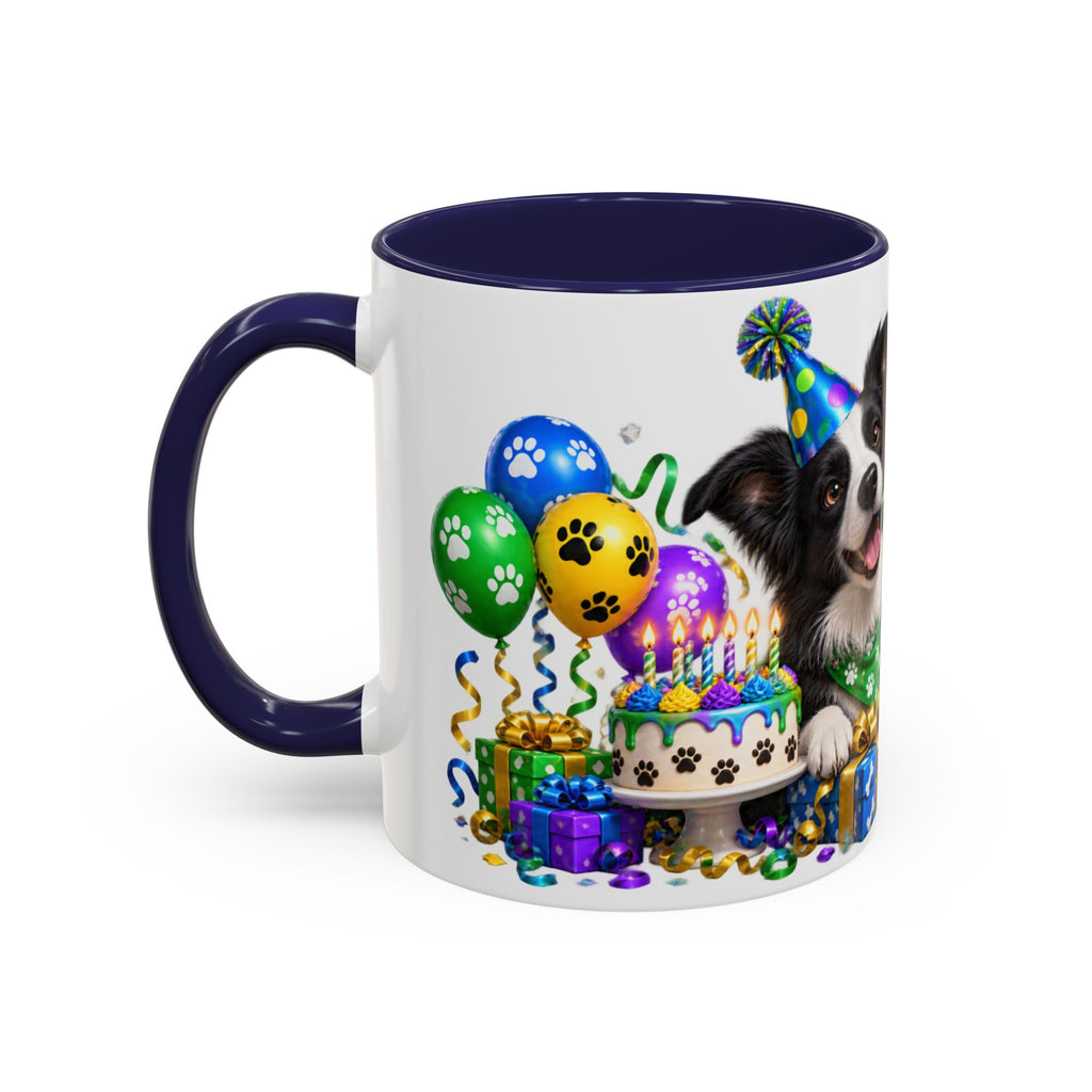 Herd the Crew Border Collie Birthday White Mug