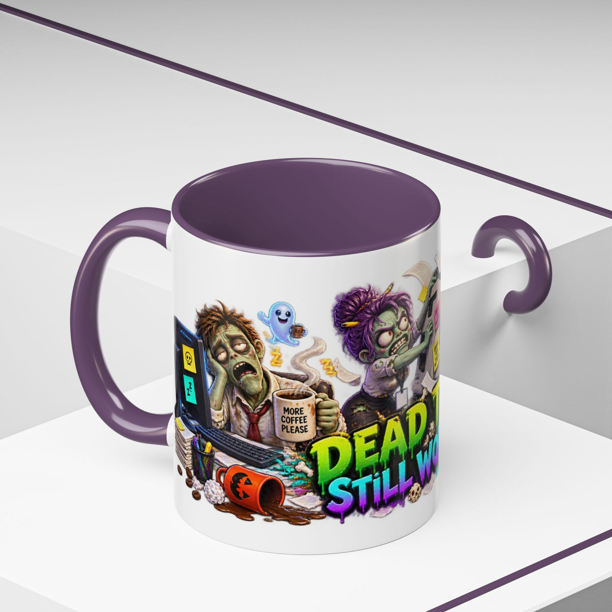 Dead Tired Still Working Zombie Office Halloween White Mug