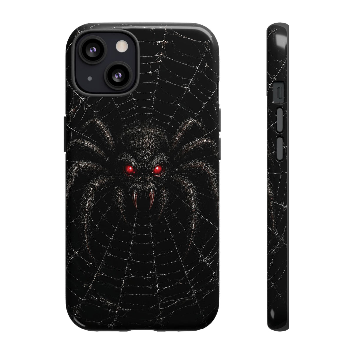 Spider Web Phone Case — Black Spider with Red Eyes Tough Protection
