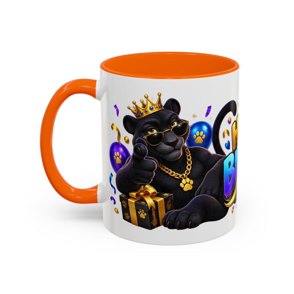 Black Panther Happy Birthday Mug – Purple Blue & Gold Birthday Gift – FestoraShop White Coffee Mug