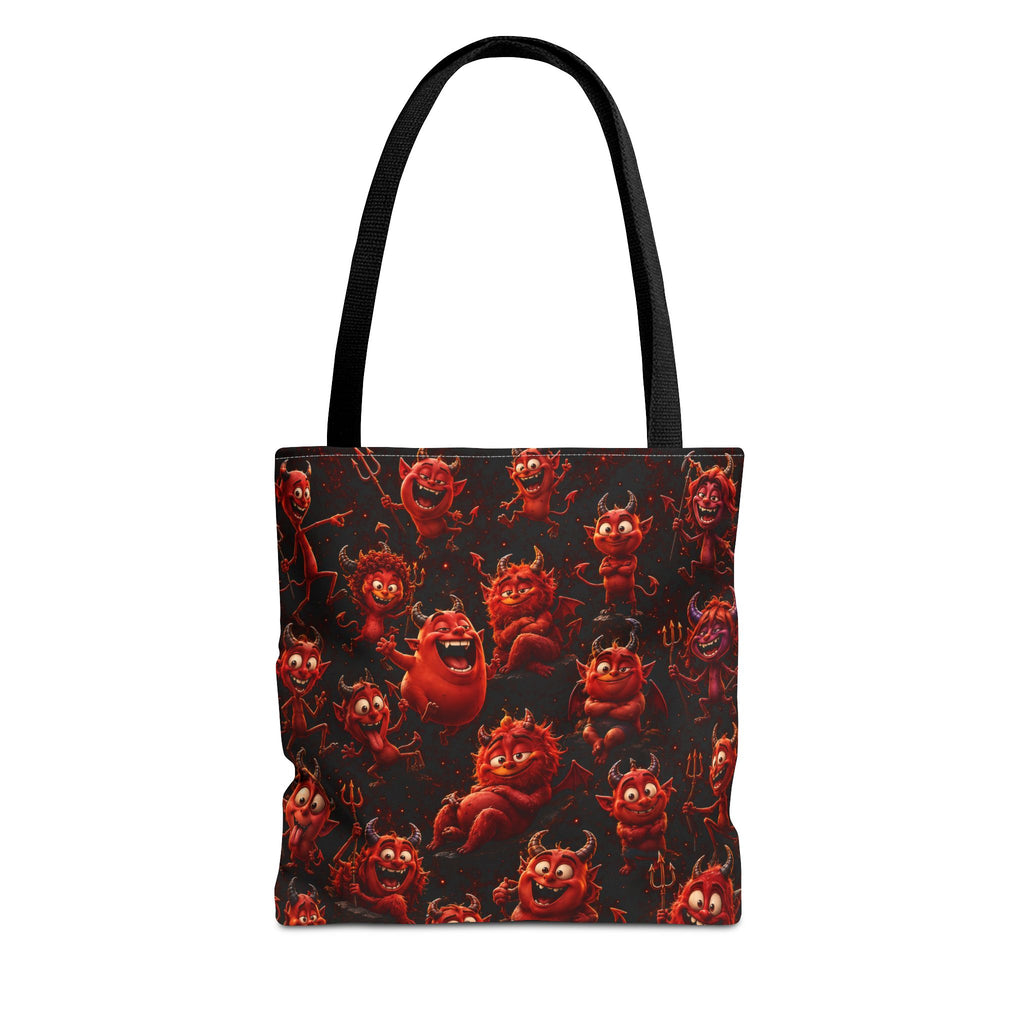 Funny Red Devils Tote Bag - Cute Mischievous Demon All-Over Print