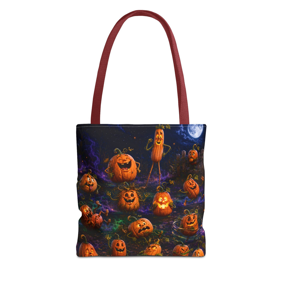 Halloween Pumpkin Patch Tote Bag — Spooky Jack-o'-Lantern All-Over Print