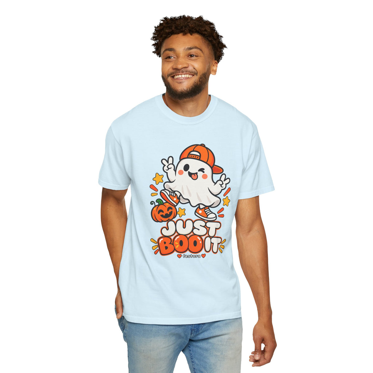 Just Boo It Halloween T-Shirt | Cute Skater Ghost Graphic Tee