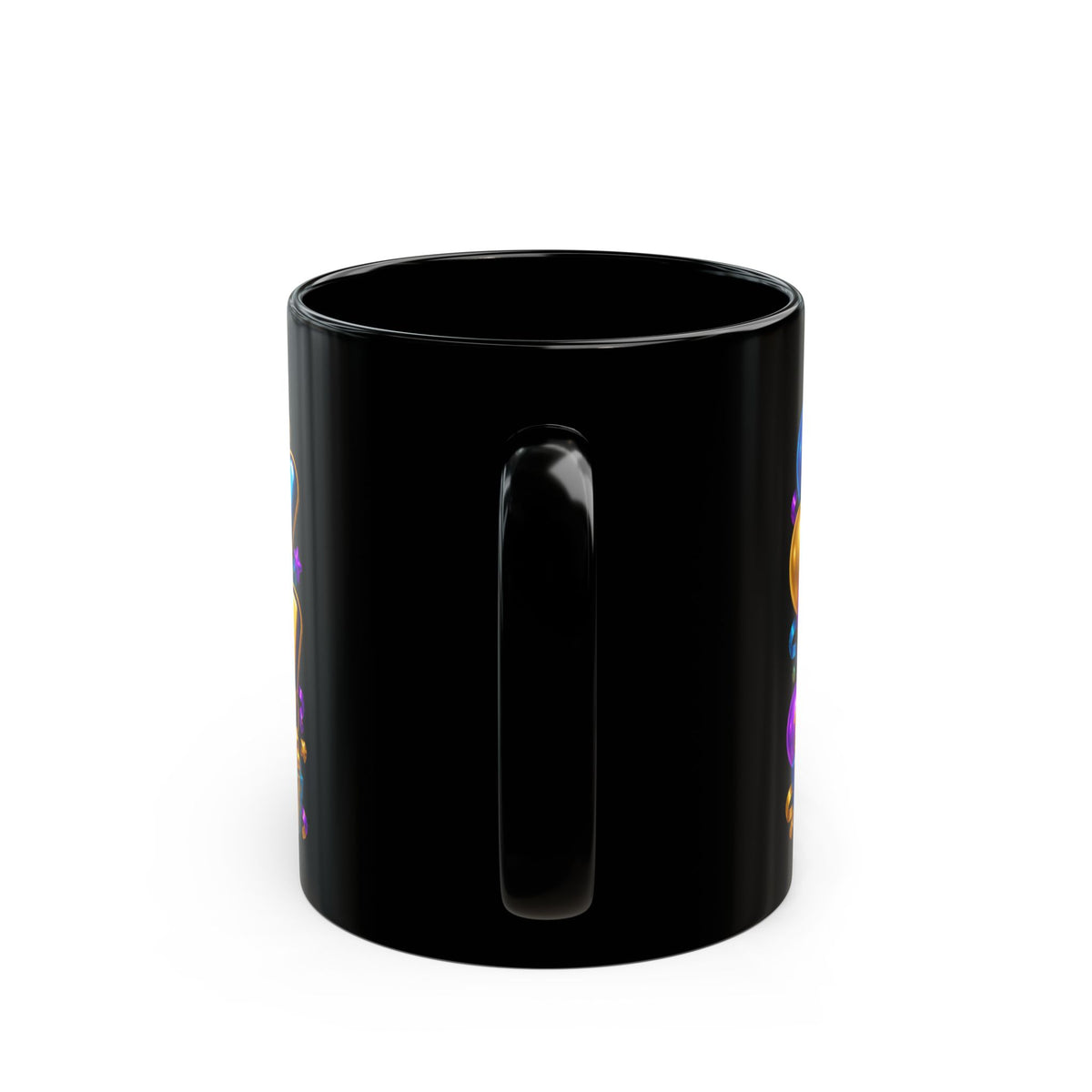 Birthday Stampede Black Mug – Funny Buffalo Birthday Cup, Colorful Party Gift