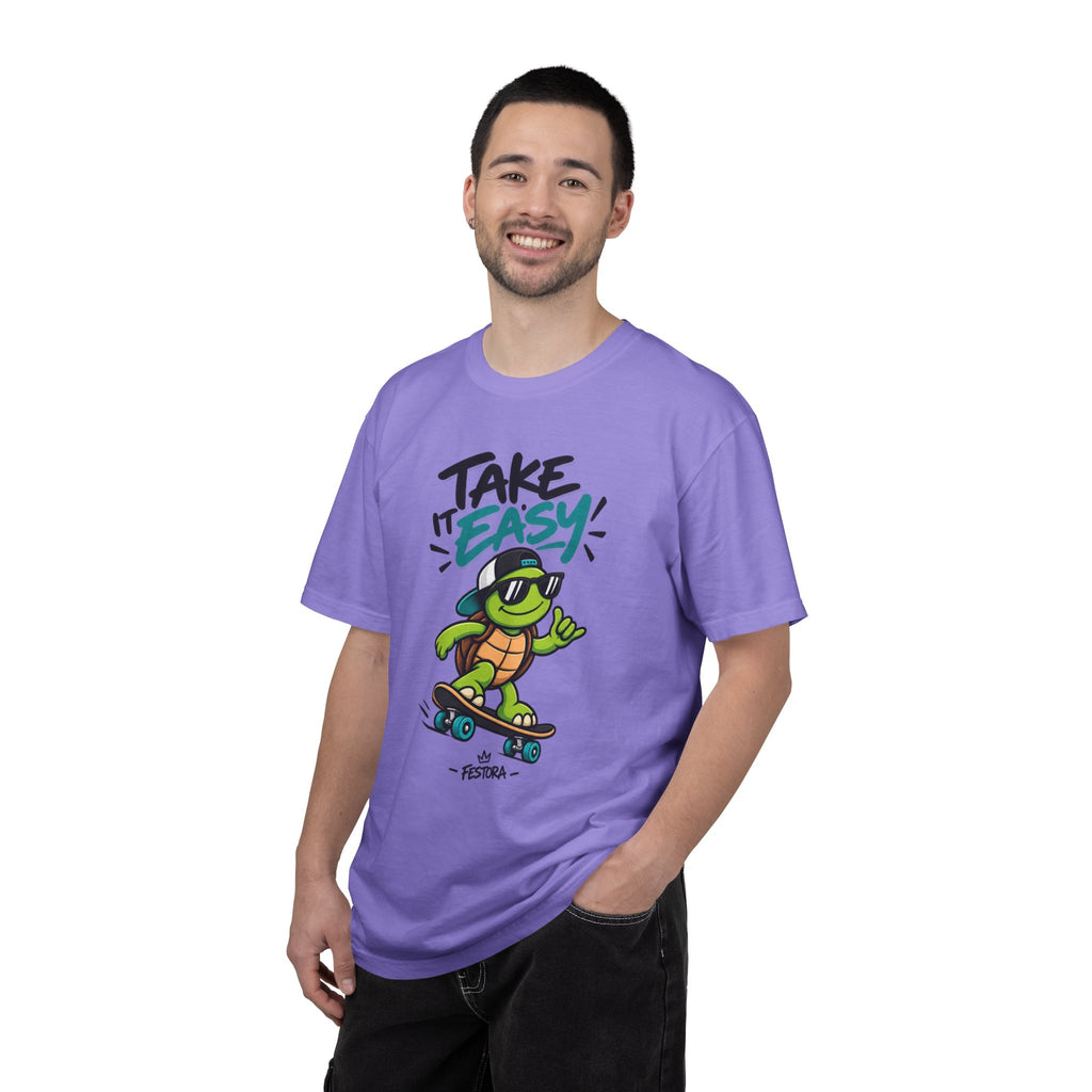 Take It Easy Skate Turtle Graphic T-Shirt | Festora Everyday