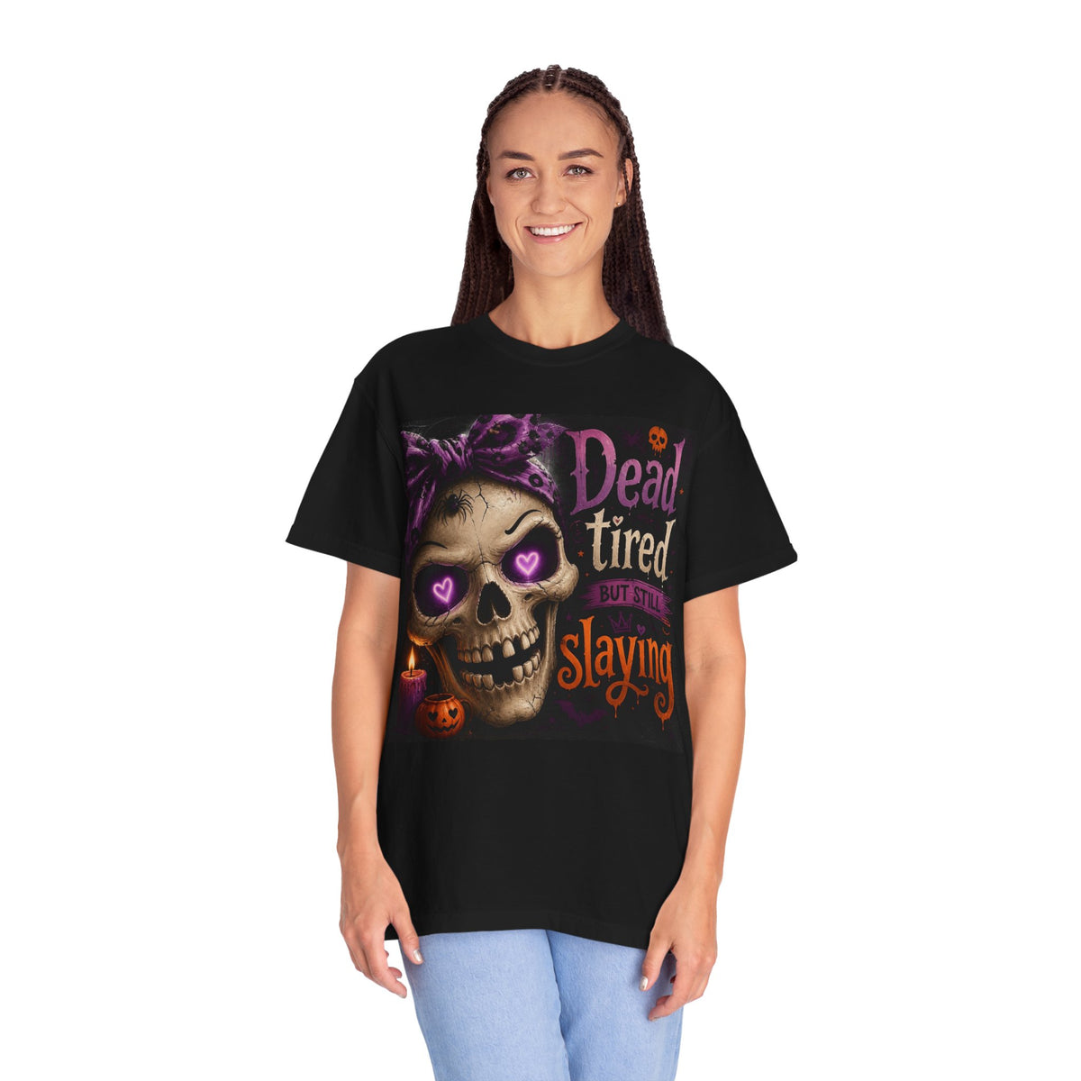 Dead Tired But Still Slaying Skull Halloween T-Shirt