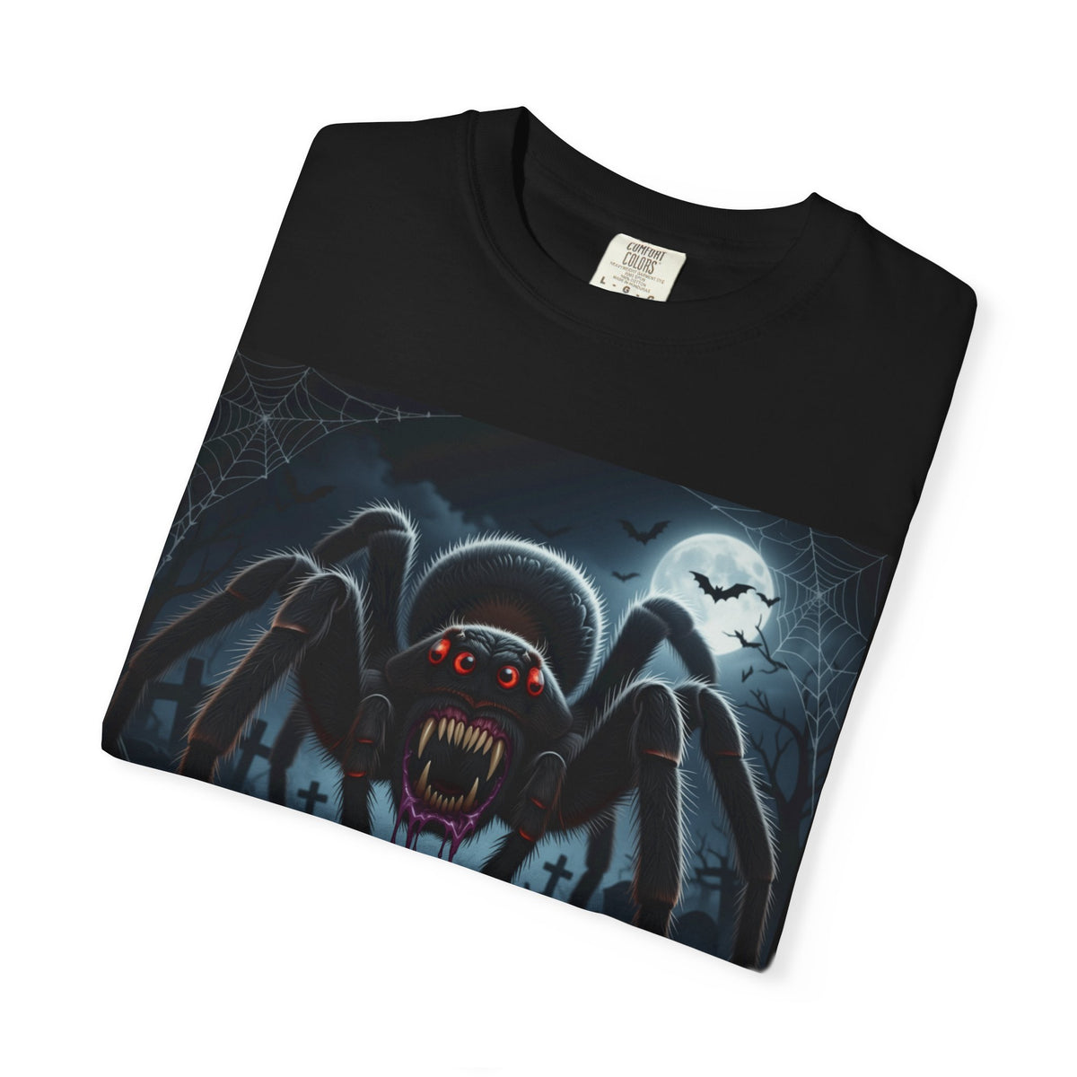 Spider Halloween T-Shirt — "Caught in M's Web of Terror" Horror Graphic Tee