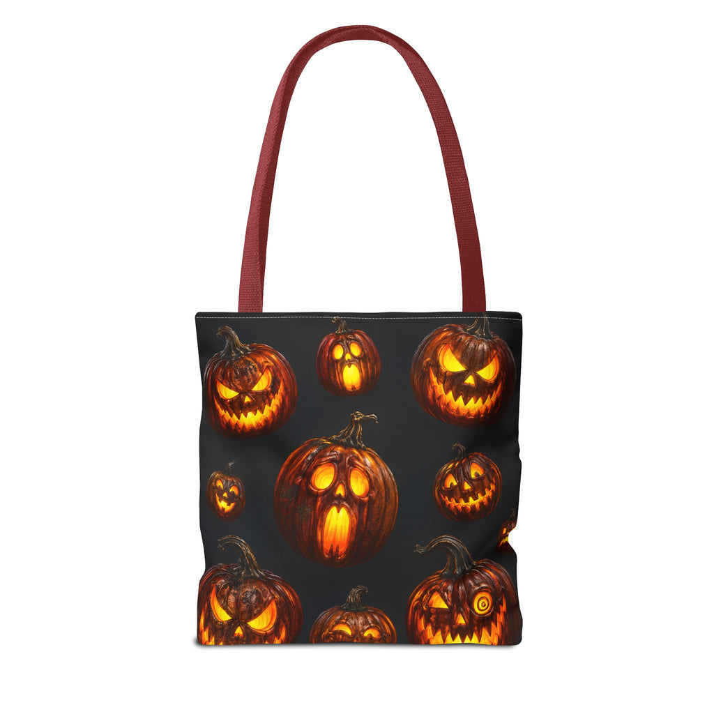 Halloween Jack-o'-Lantern Tote Bag — Spooky Pumpkin All-Over Print Trick-or-Treat Tote