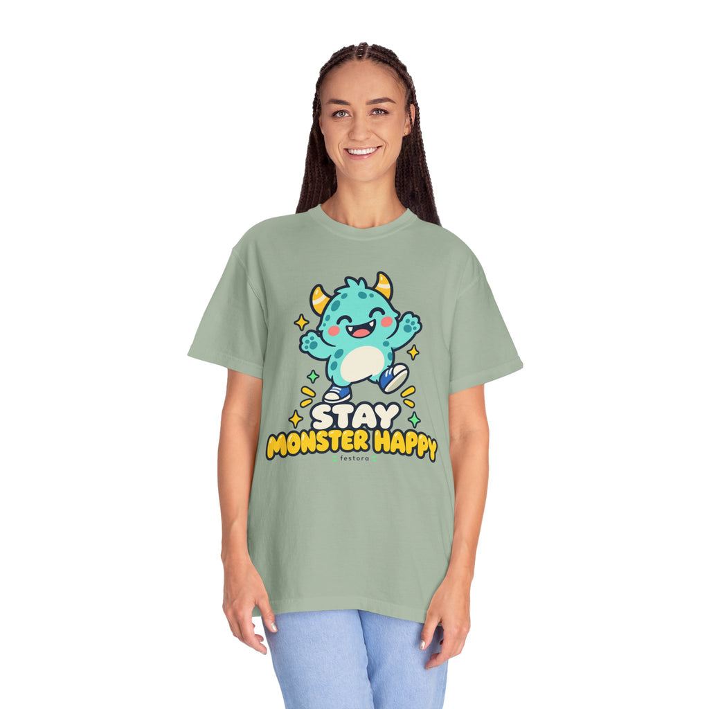 Stay Monster Happy – Cute Monster Graphic T-Shirt