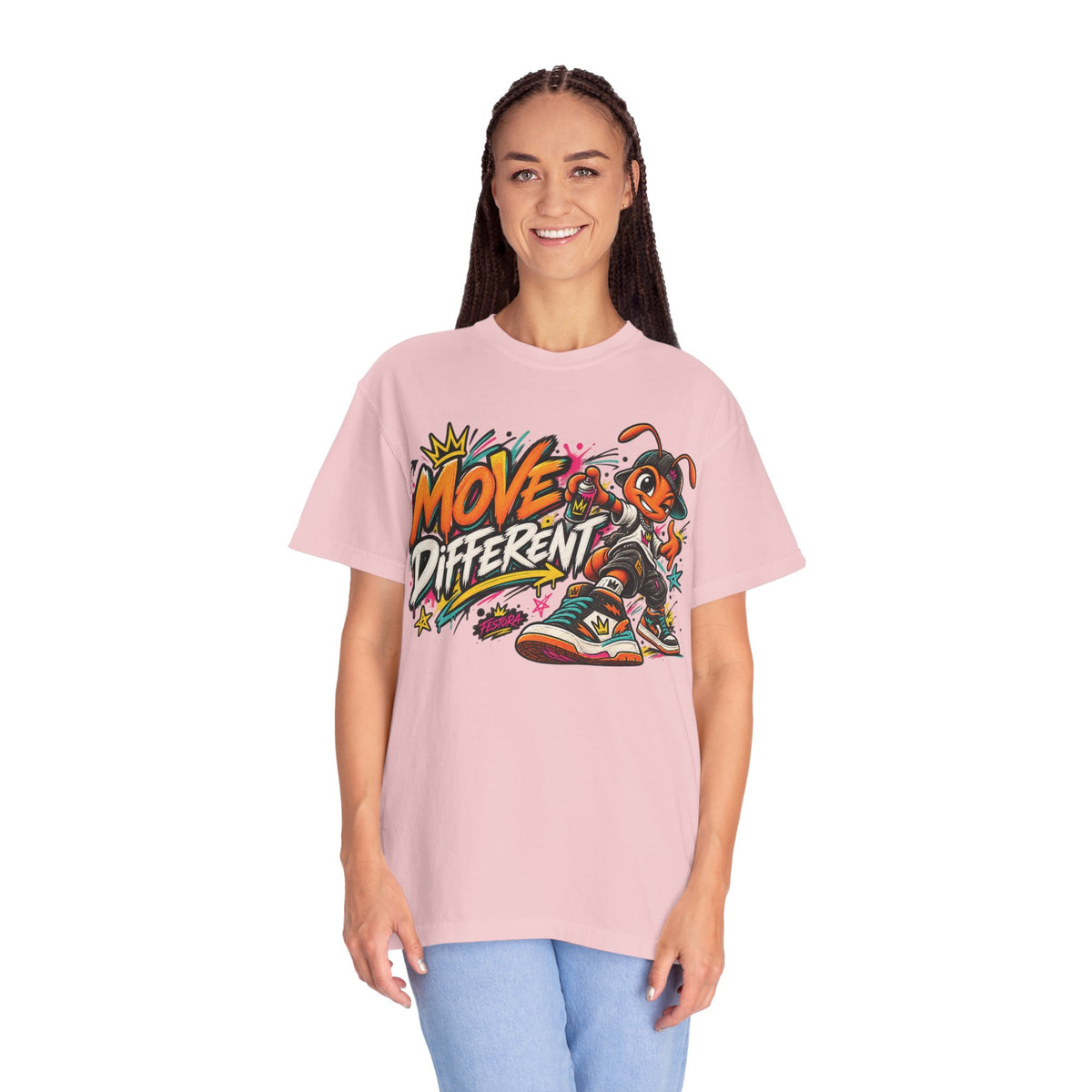 Move Different Graphic T-Shirt — Streetwear Skate Ant Mascot Design