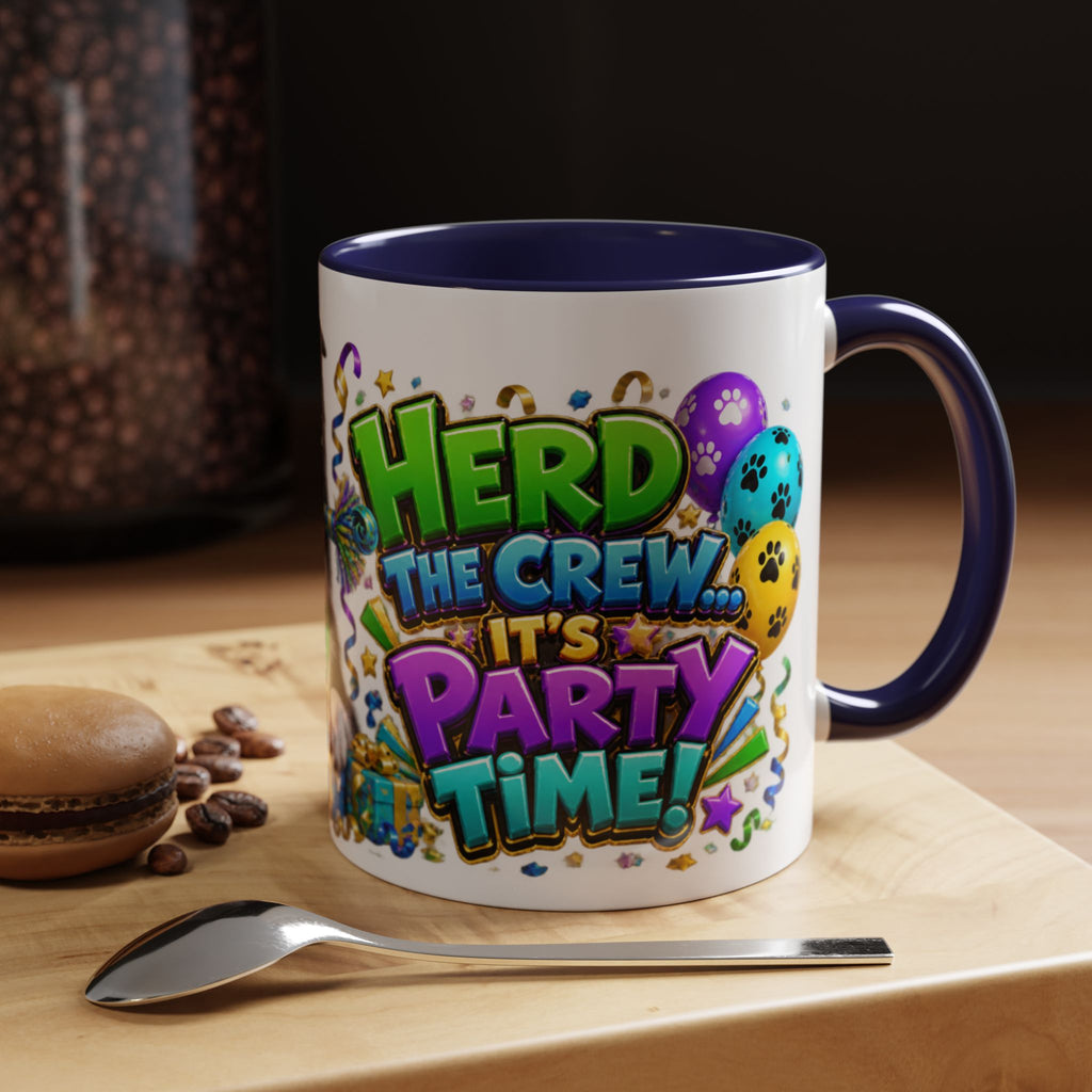 Herd the Crew Border Collie Birthday White Mug