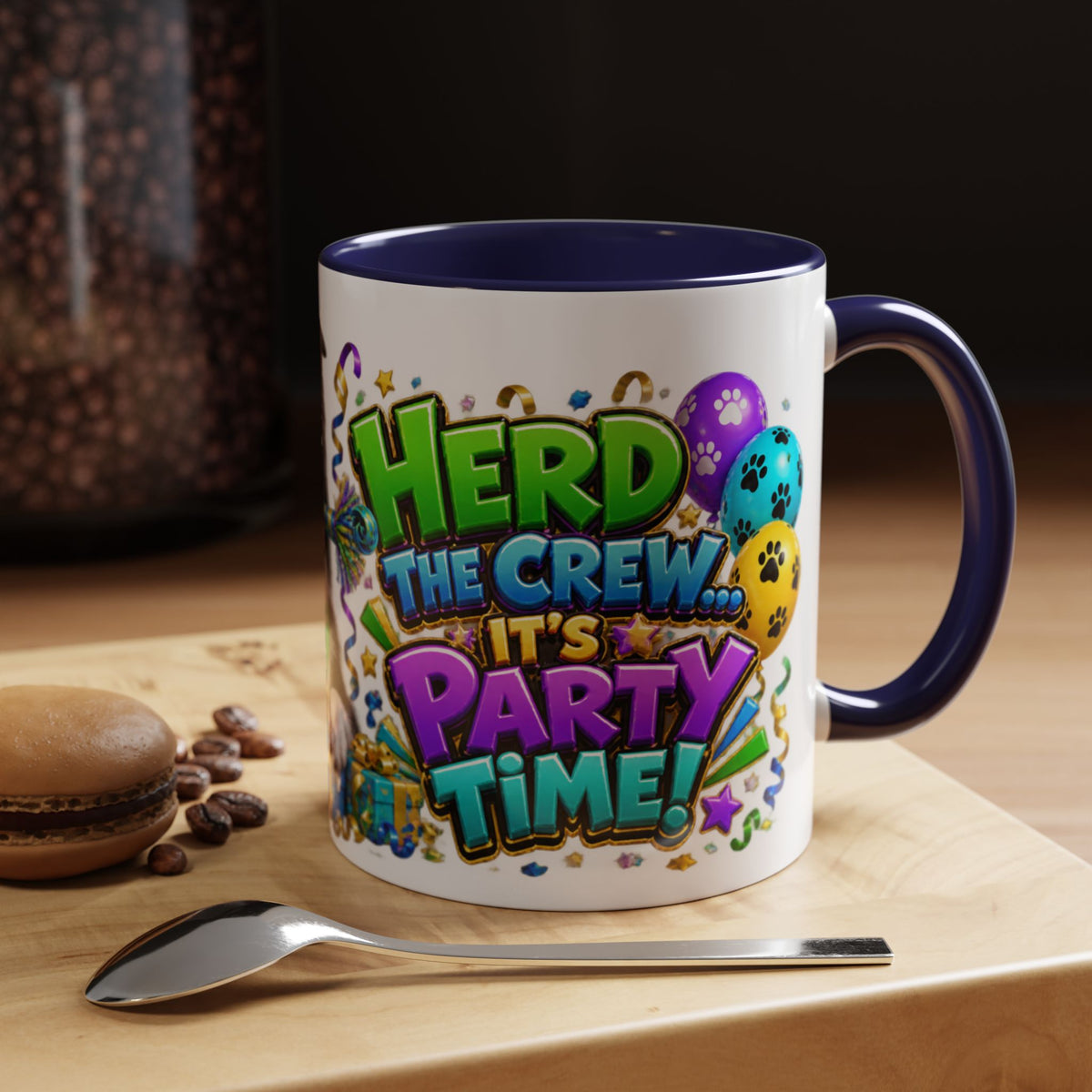 Herd the Crew Border Collie Birthday White Mug