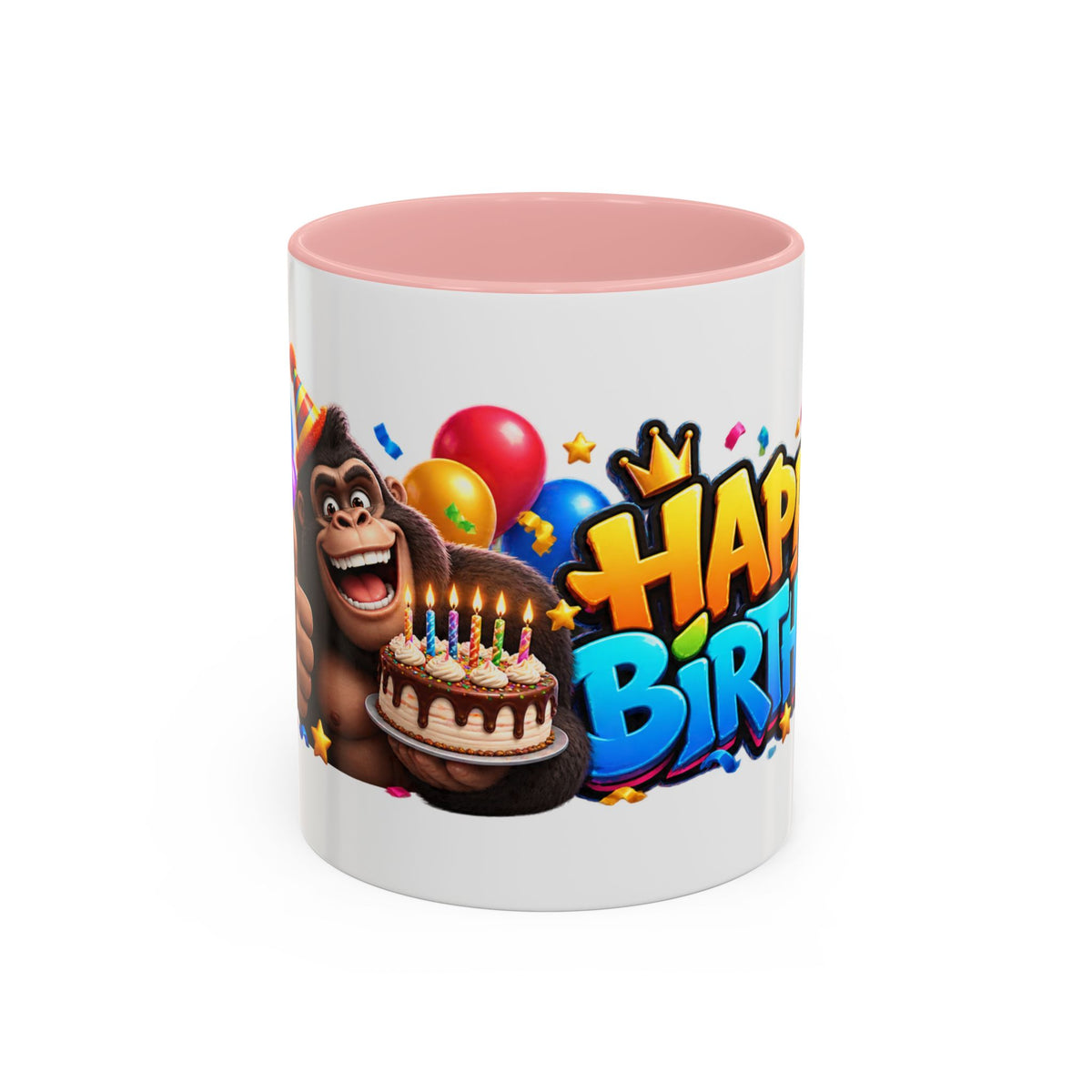 Gorilla Happy Birthday Mug - Colorful 3D Celebration Design