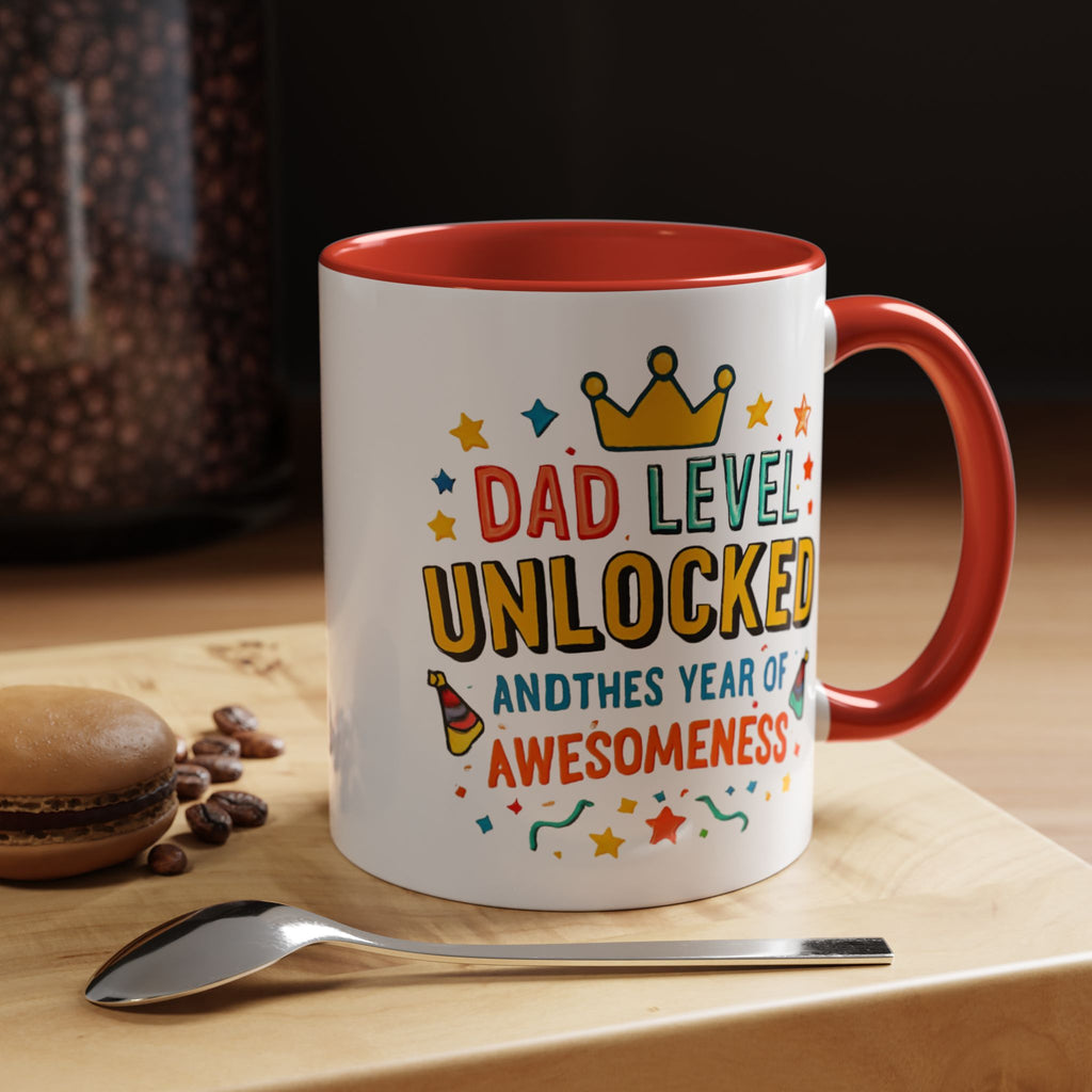 Dad Level Unlocked Coffee Mug – Funny Father’s Day 11/15oz Accent Mug