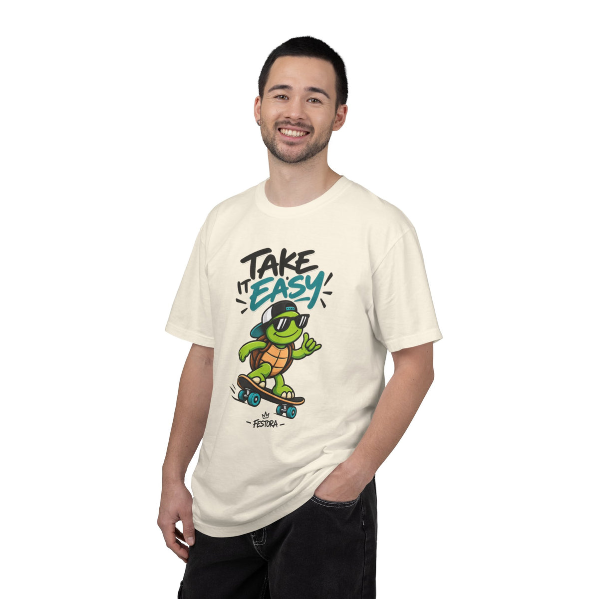 Take It Easy Skate Turtle Graphic T-Shirt | Festora Everyday
