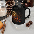 Spooky Season Black Mug – Halloween Pumpkin & Bat Coffee Cup (11oz/15oz)