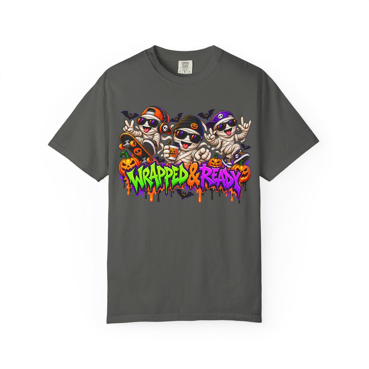 Wrapped & Ready – Halloween Mummy Crew Graphic T-Shirt