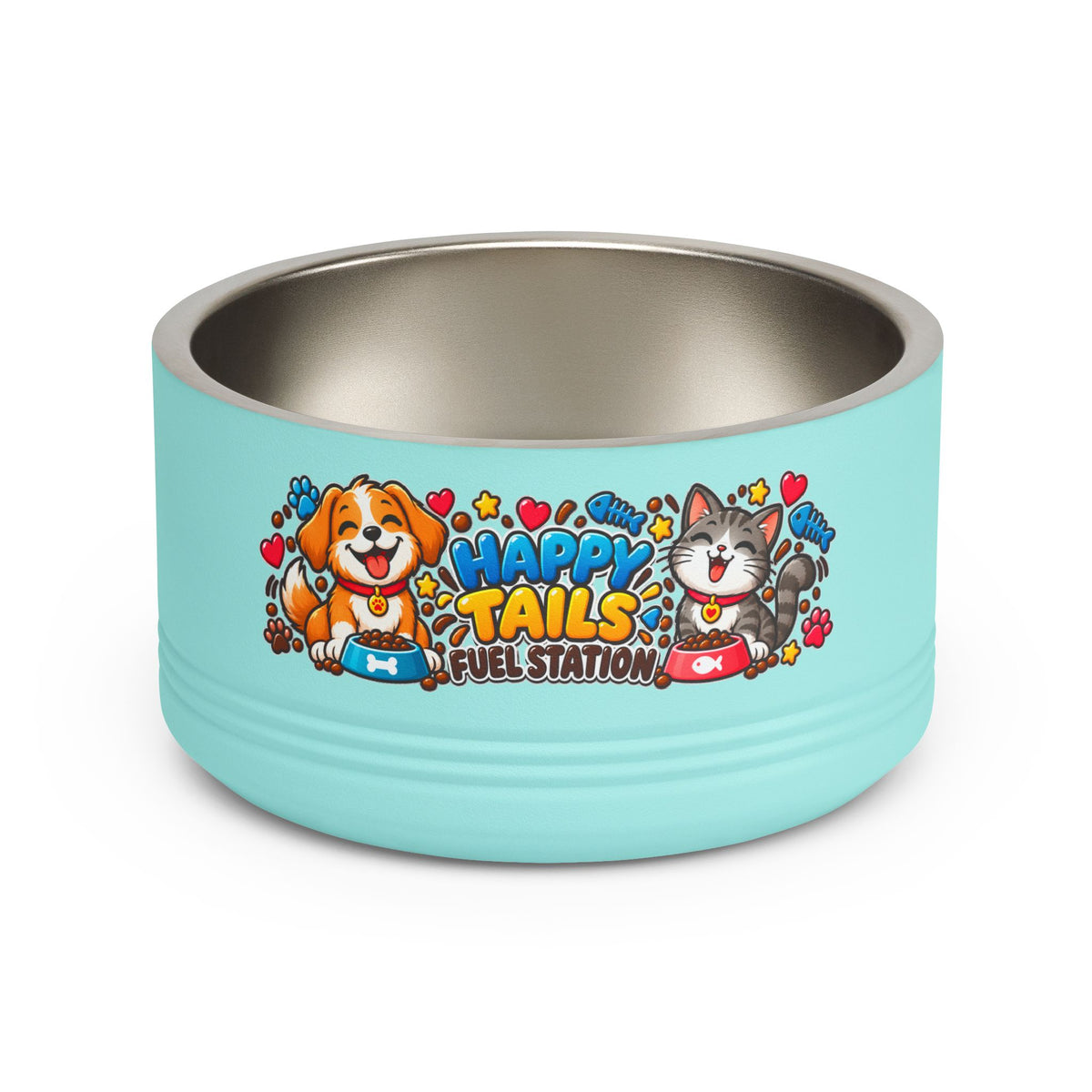 Happy Tails Pet Bowl – 18oz Stainless Steel Dog & Cat Feeding Bowl