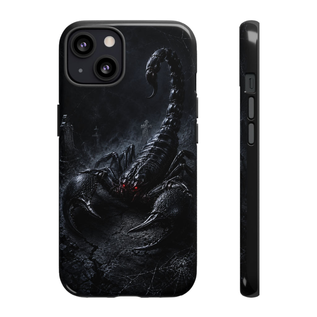 Graveyard Scorpion Phone Case - Black Scorpion with red eyes Tough iphone Cover