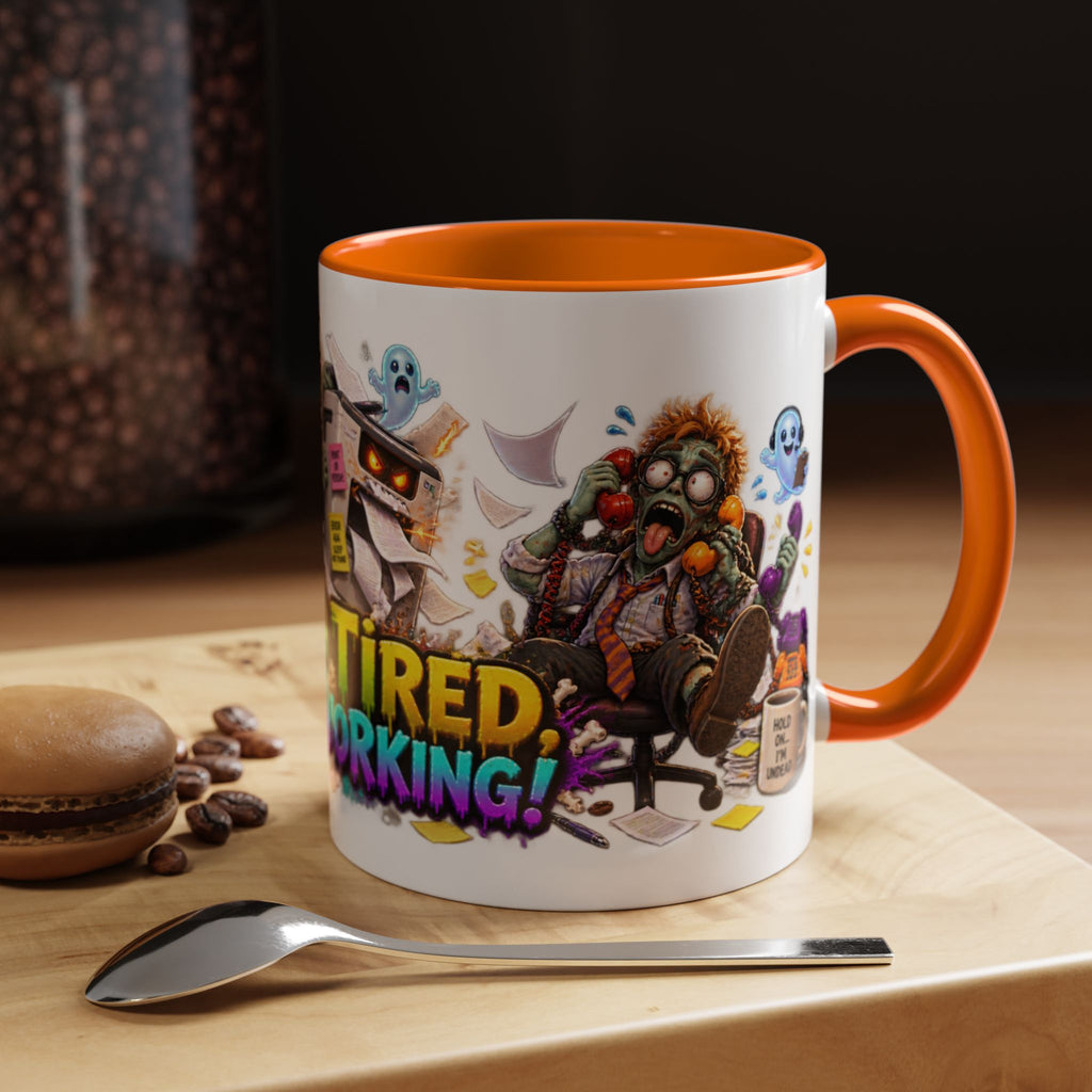Dead Tired Still Working Zombie Office Halloween White Mug