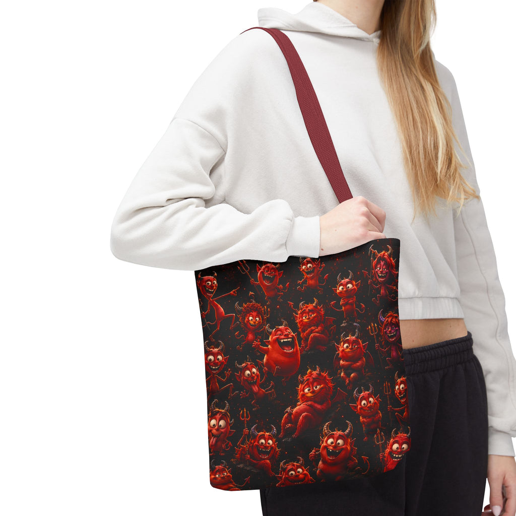 Funny Red Devils Tote Bag - Cute Mischievous Demon All-Over Print