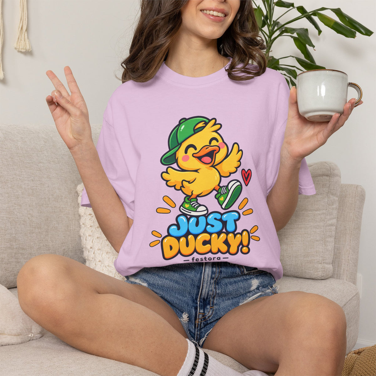 Just Ducky! – Cute Happy Duck Graphic T-Shirt
