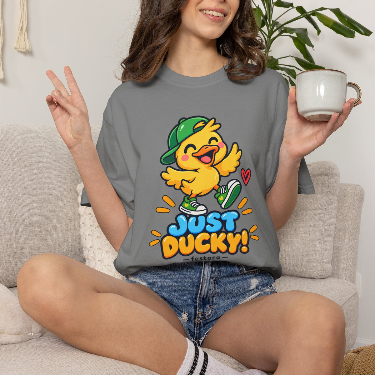 Just Ducky! – Cute Happy Duck Graphic T-Shirt