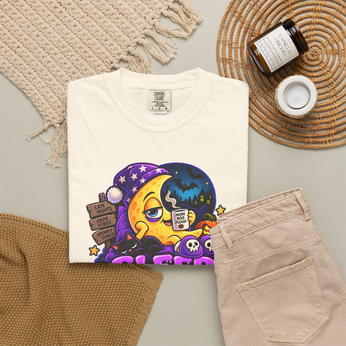 Sleep Is for the Living – Funny Halloween Moon T-Shirt