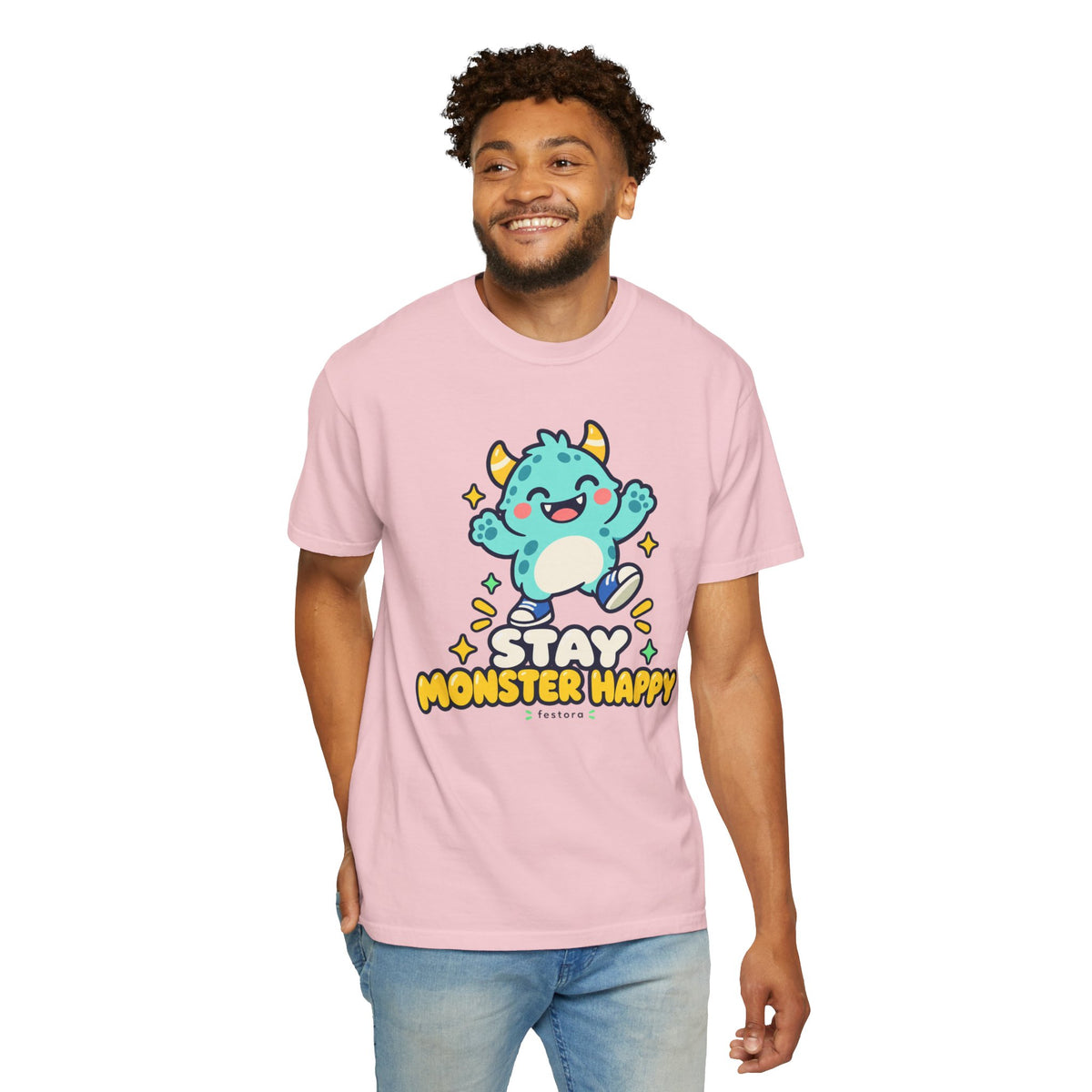 Stay Monster Happy – Cute Monster Graphic T-Shirt