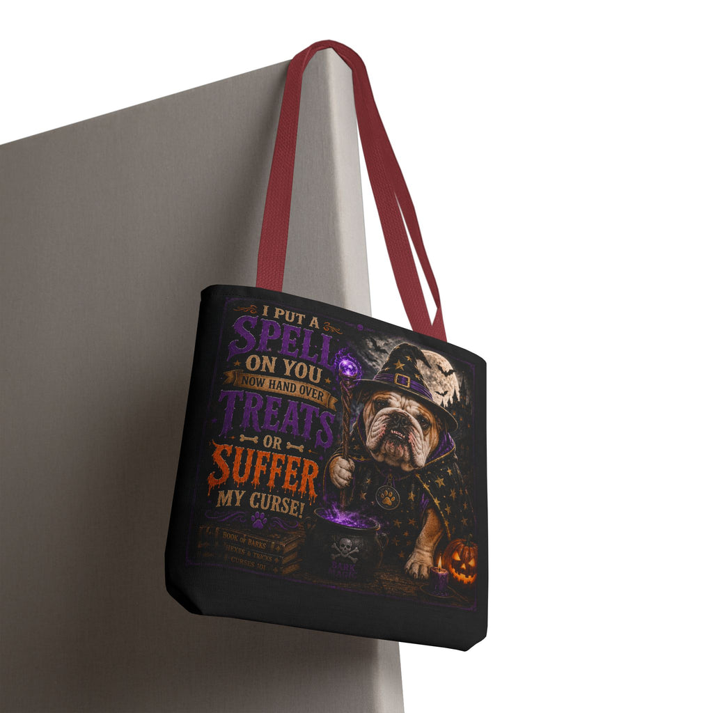 Halloween Bulldog Tote Bag - "I Put a Spell On You" Trick-or-Treat Candy Bag