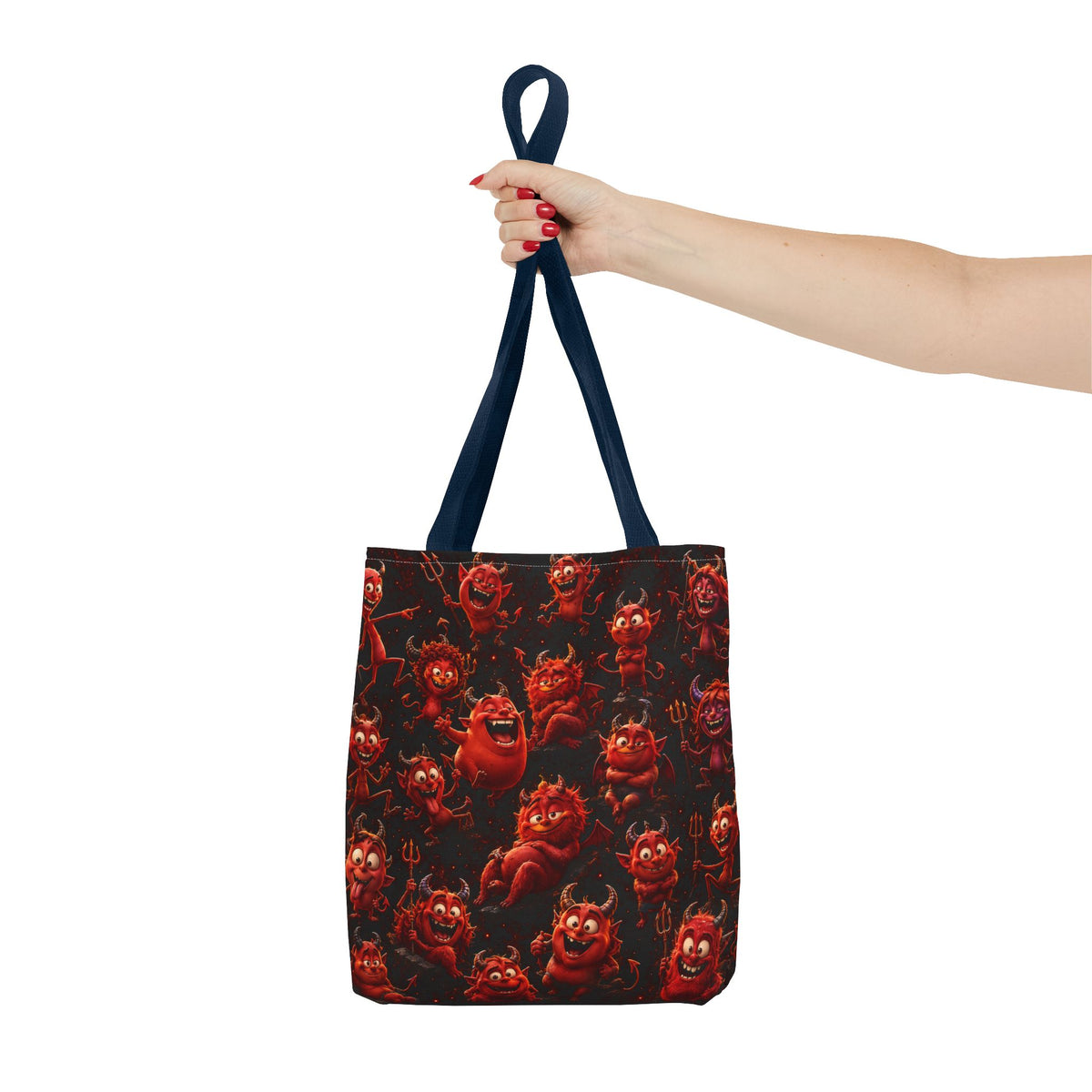 Funny Red Devils Tote Bag - Cute Mischievous Demon All-Over Print