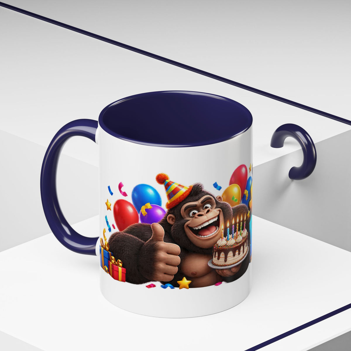Gorilla Happy Birthday Mug - Colorful 3D Celebration Design