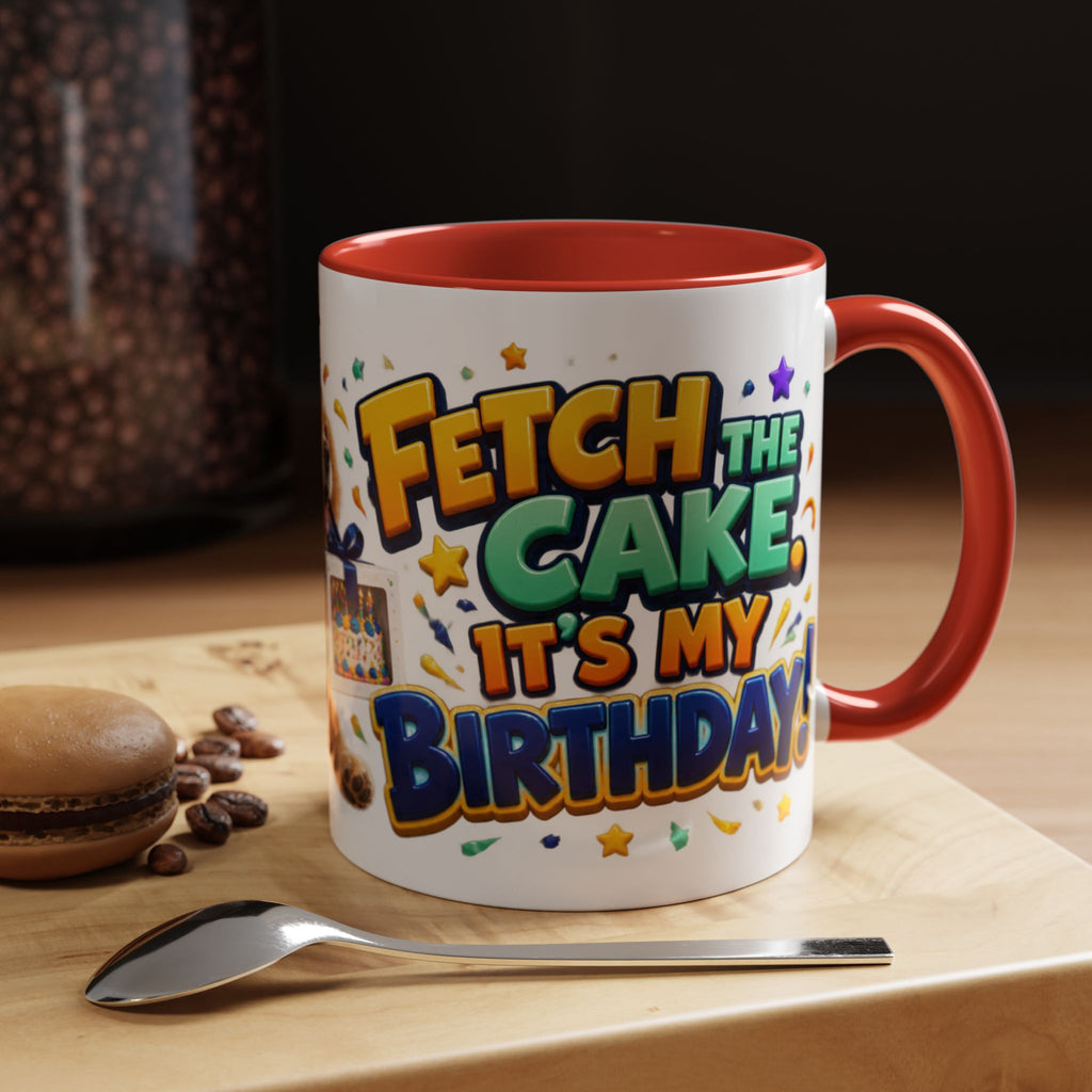 Fetch the Cake Golden Retriever Birthday White Mug