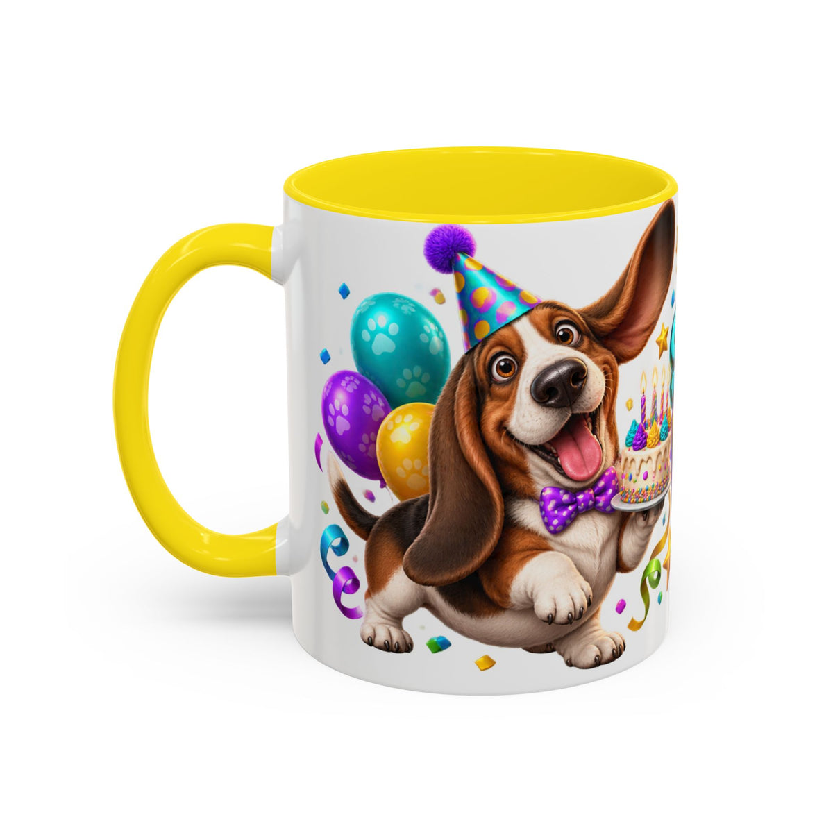 Short Legs Big Birthday Energy Basset Hound White Mug