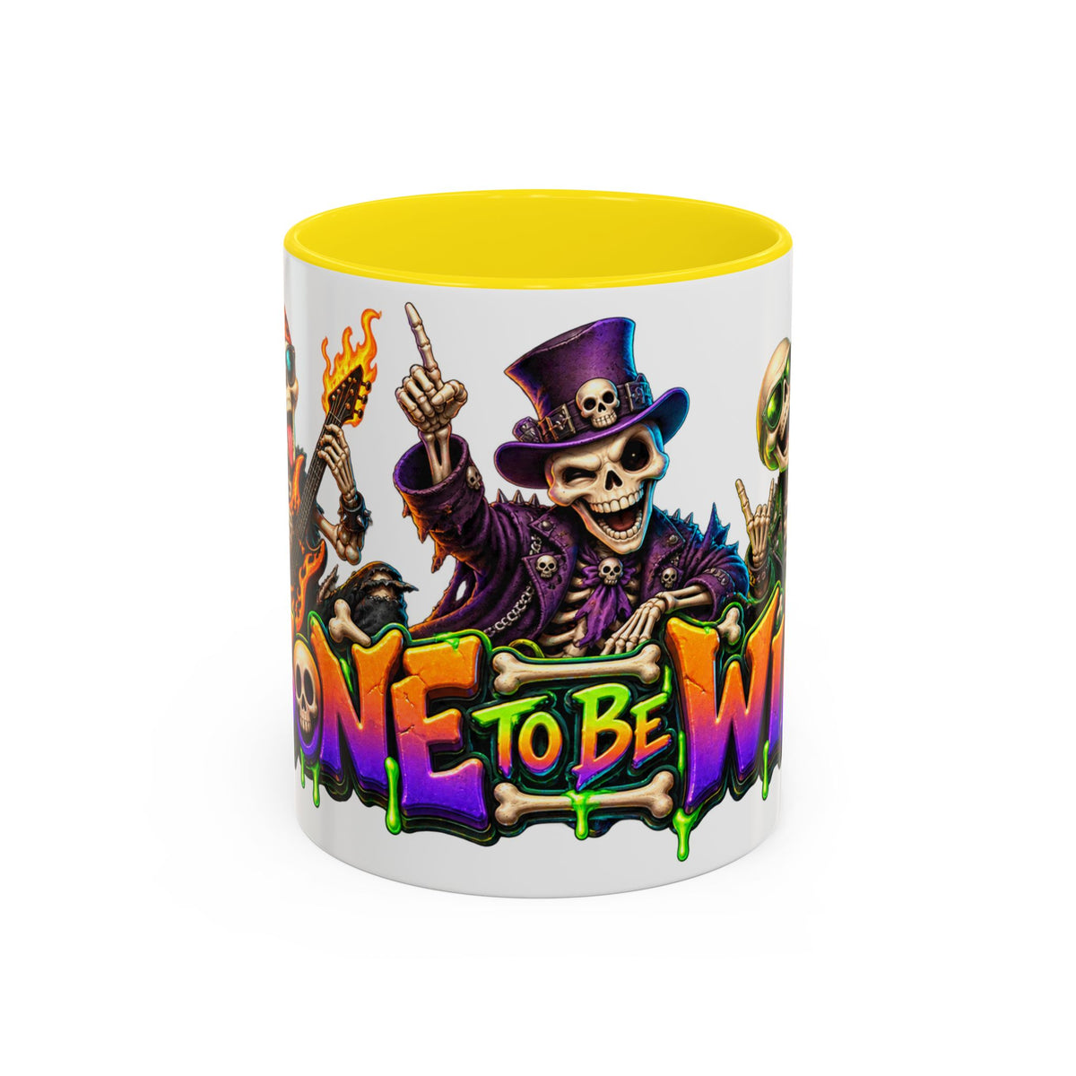 Bone to Be Wild Skeleton Crew Halloween White Mug