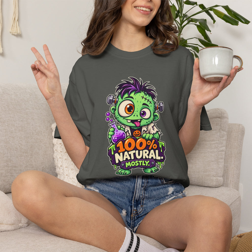 100% Natural. Mostly. – Cute Halloween Lab Monster T-Shirt