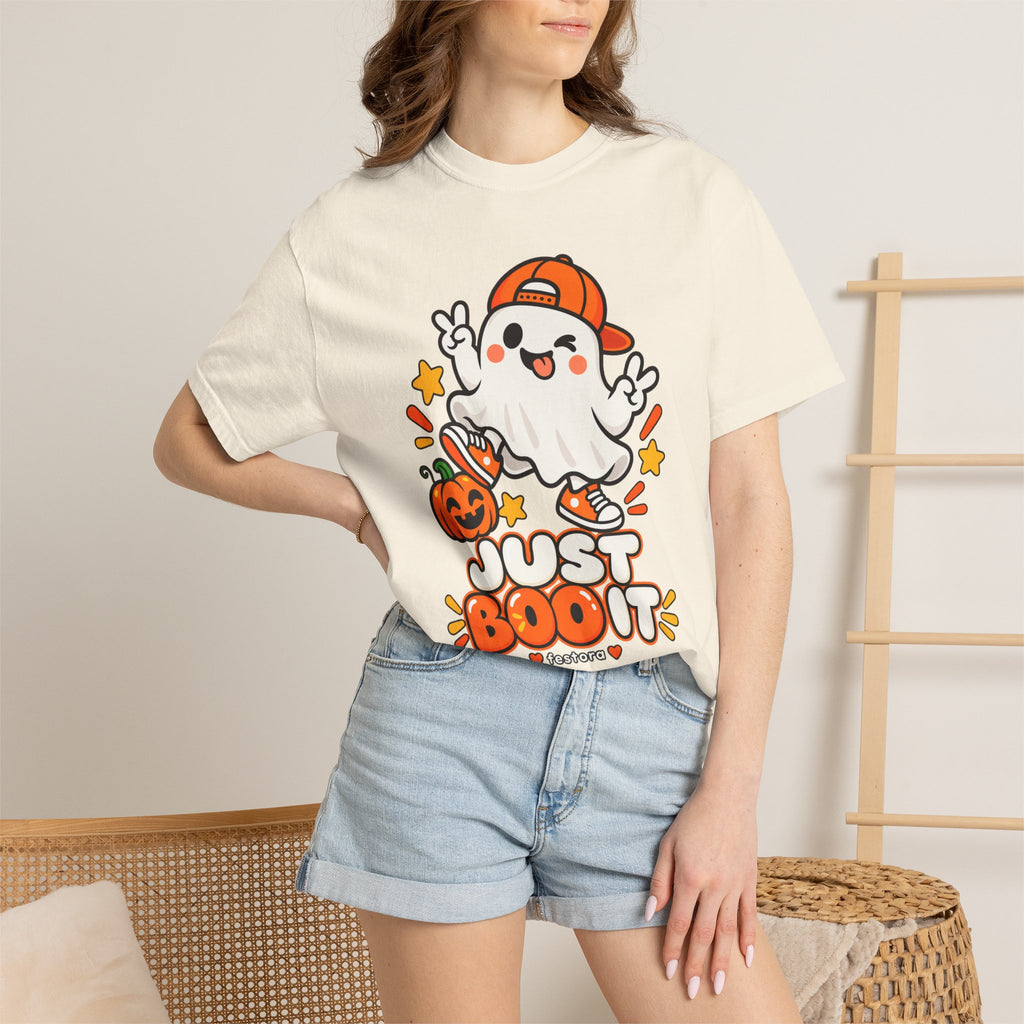 Just Boo It Halloween T-Shirt | Cute Skater Ghost Graphic Tee