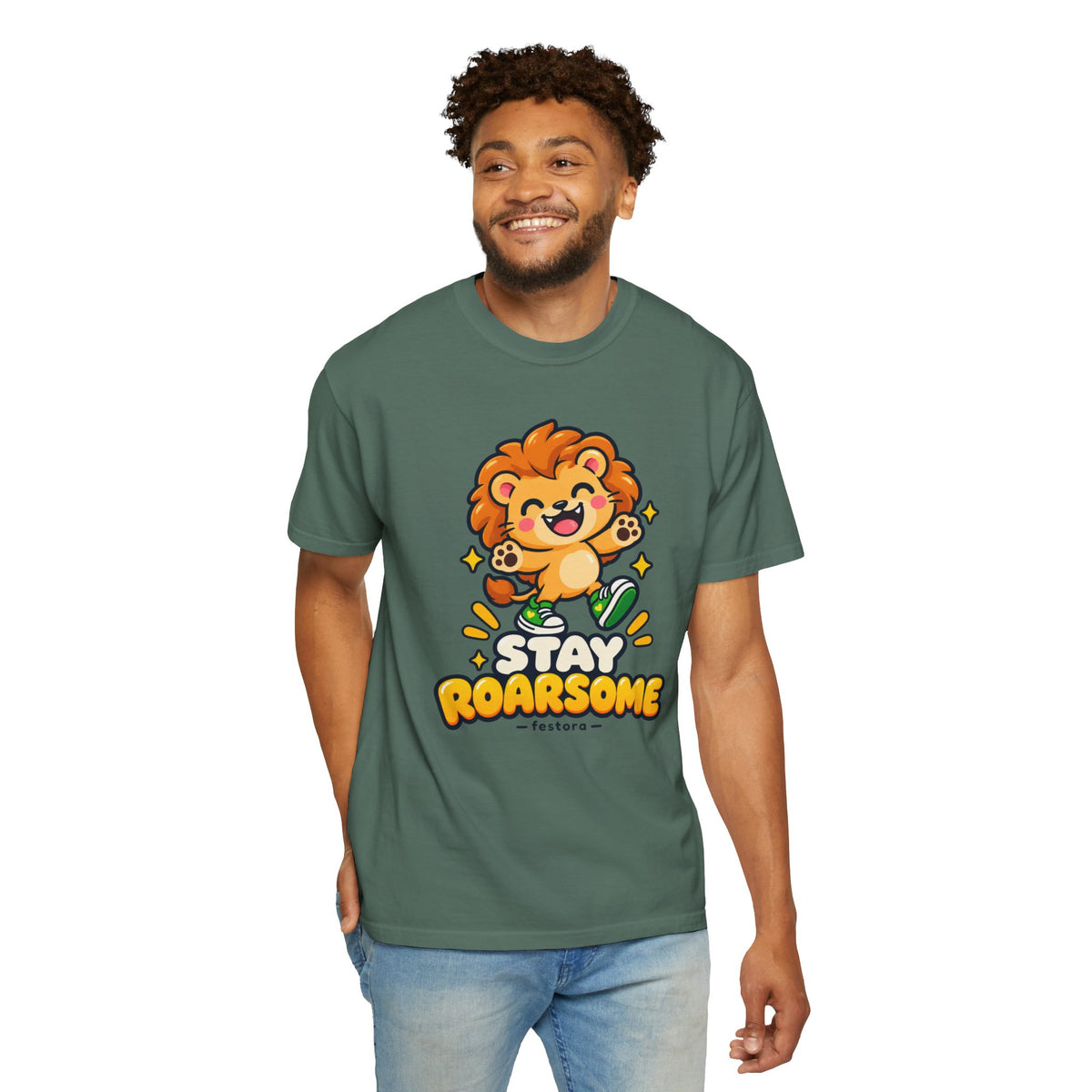 Stay Roarsome – Cute Happy Lion Graphic T-Shirt