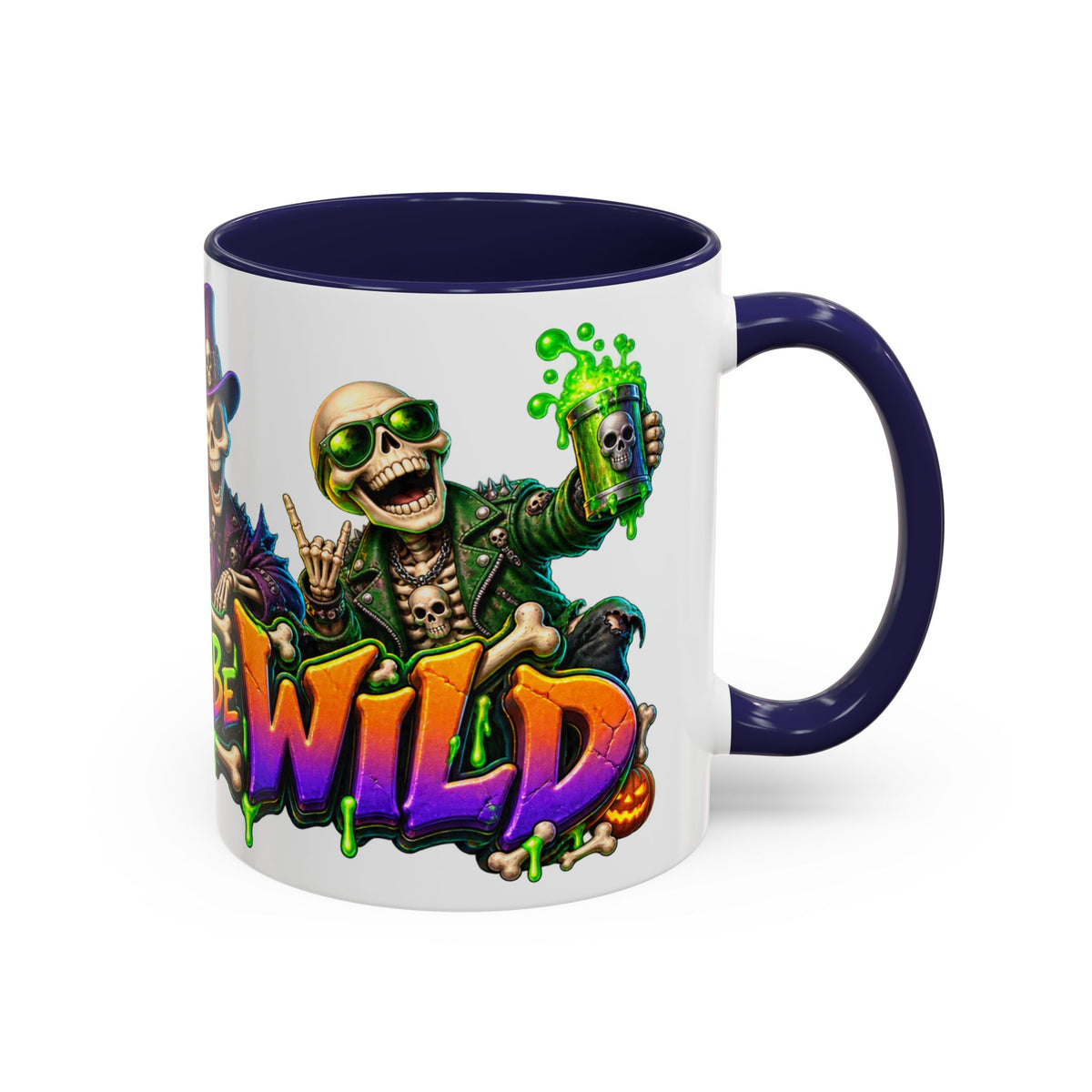 Bone to Be Wild Skeleton Crew Halloween White Mug